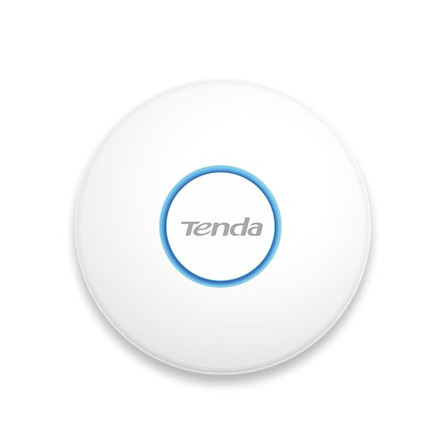 Tenda i27 round white access point mounted flat on a ceiling