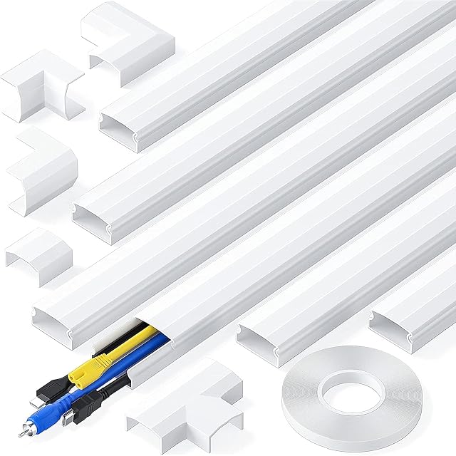 kinkaivy white self-adhesive cable trunking kit with six lengths and a set of corner connectors