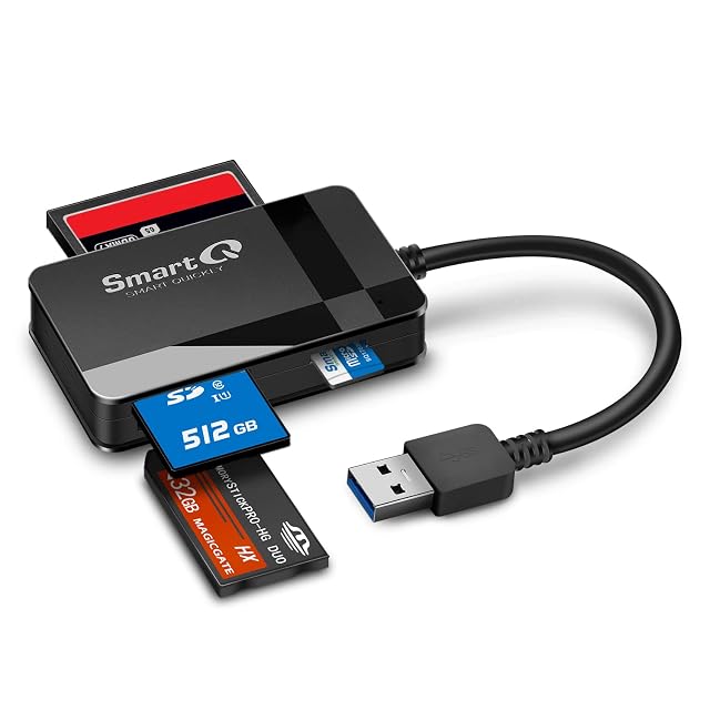 smartQ C368 black multi-card reader with CompactFlash, SD and Memory Stick slots