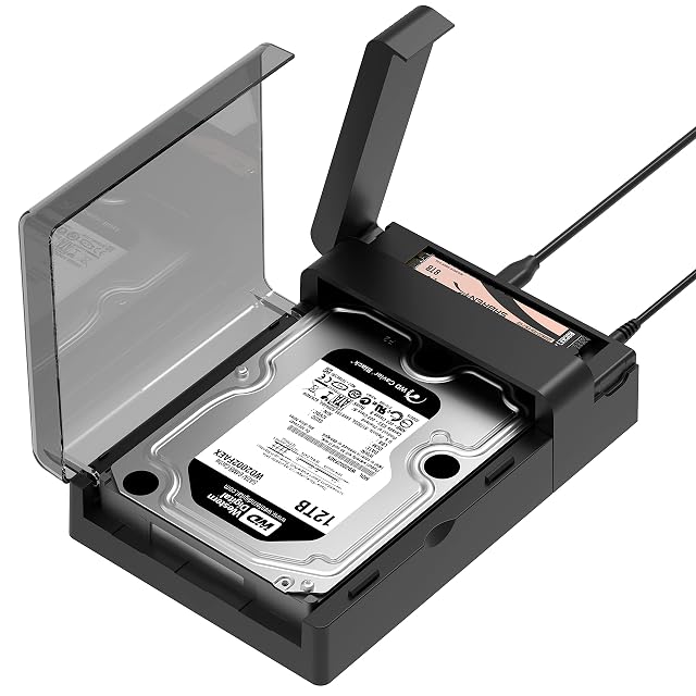 SABRENT flat docking station with an M.2 slot and a SATA drive bay