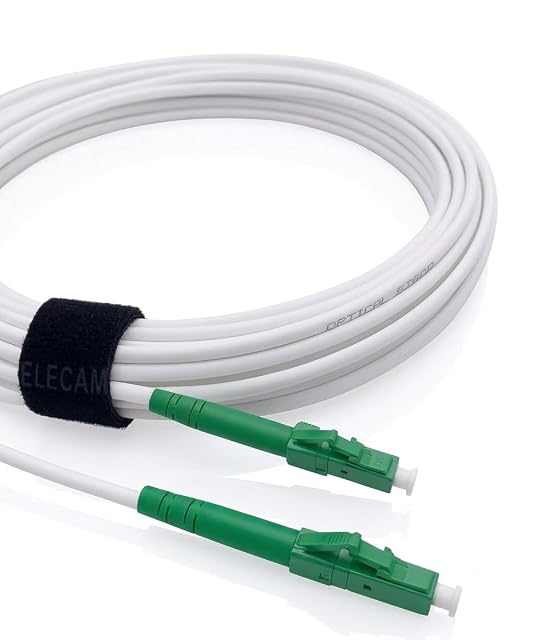 Elfcam long simplex fibre patch cable with green LC/APC connectors at both ends