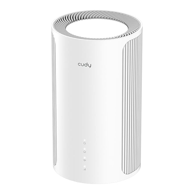 Cudy M11000 tall cylindrical white Wi-Fi 7 mesh unit