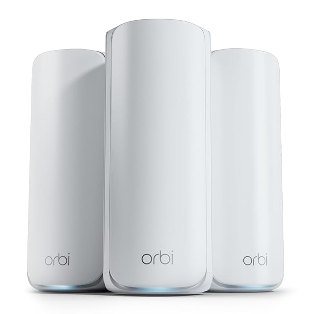 NETGEAR Orbi 770 white router with two matching satellites