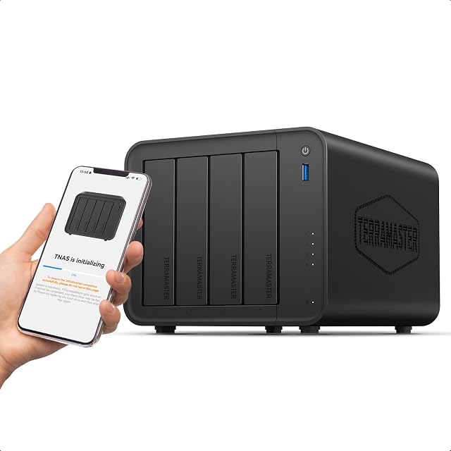 TERRAMASTER F4-425 four-bay NAS enclosure with push-lock drive trays