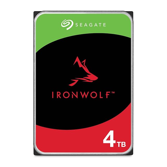 Seagate IronWolf 4 TB 3.5-inch NAS hard drive with a SATA connector