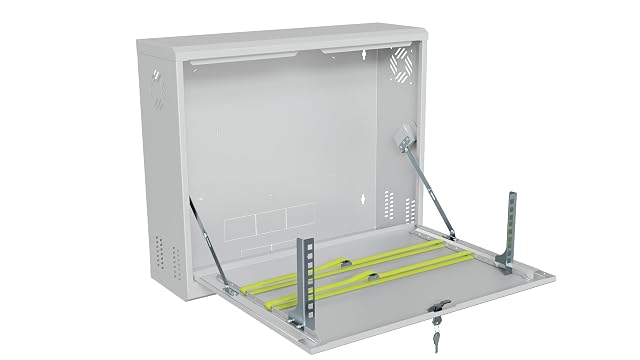 STALFLEX grey 19-inch three-unit shallow network cabinet with a front door