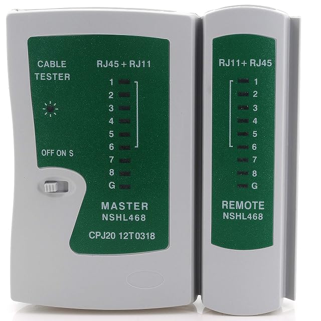 1aTTack.de network cable tester with master and remote units and a plastic case