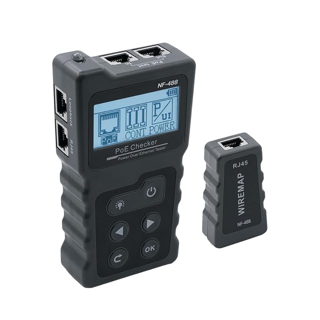 Mcbazel network cable tester with an LCD display and a built-in light for RJ45 leads