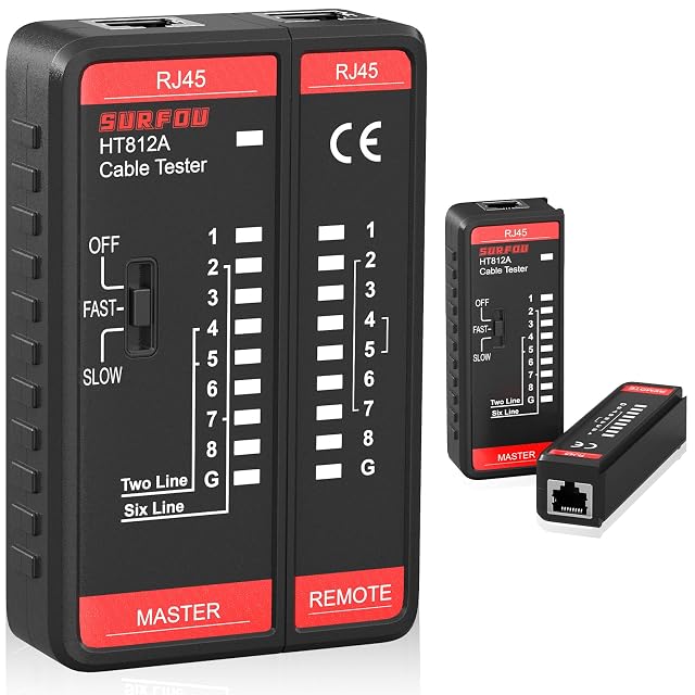 SURFOU network cable tester with a master unit and a remote unit for RJ45 leads