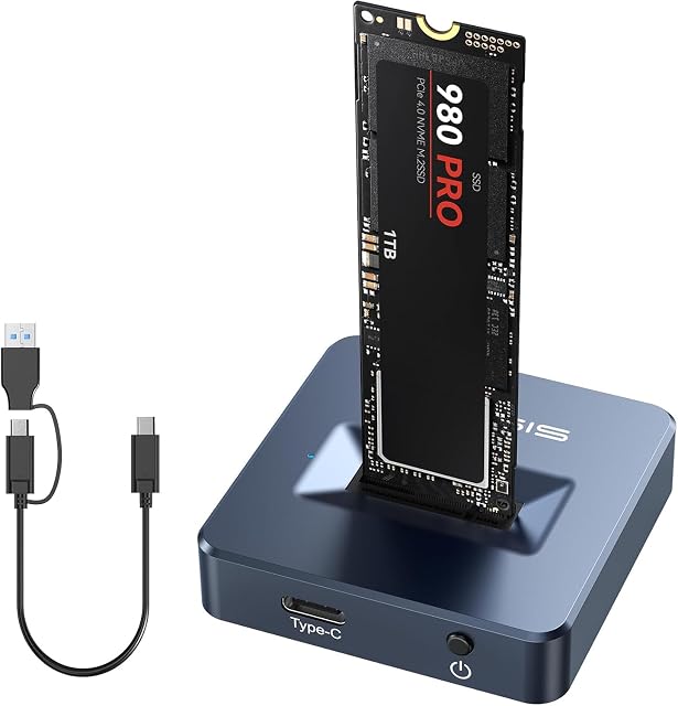 ACASIS aluminium open M.2 docking station with a drive slot on the top