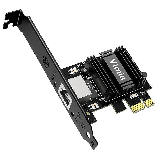 VIMIN 2.5G Base-T PCIe network card with an RJ45 socket and a Realtek controller
