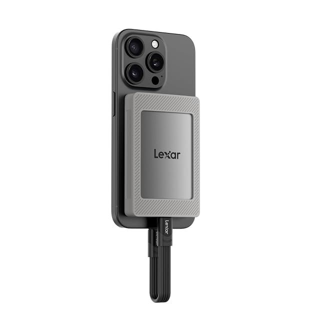 Lexar ES4 2 TB portable SSD with a magnetic silicone case and magnetic ring