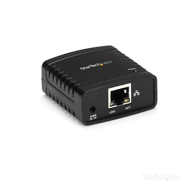StarTech PM1115U2 one-port USB print server with an Ethernet socket