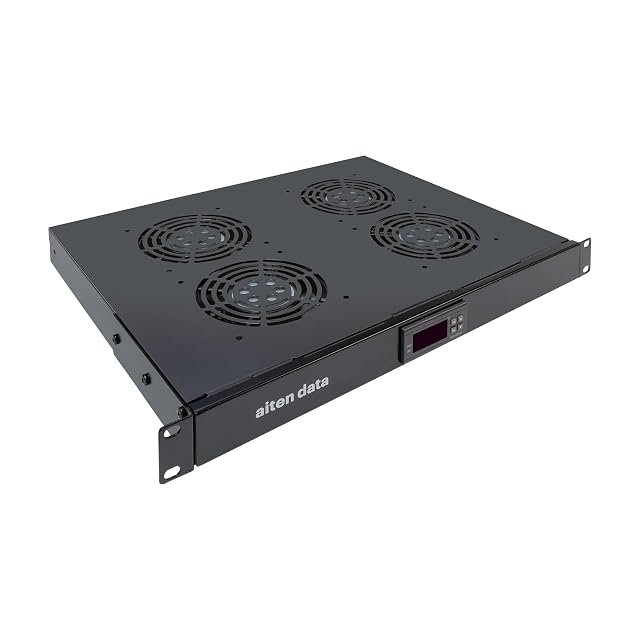 Aiten Data black 19-inch 1U cooling panel with four fans and a digital display
