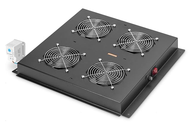 DIGITUS black four-fan roof cooling module for a network cabinet