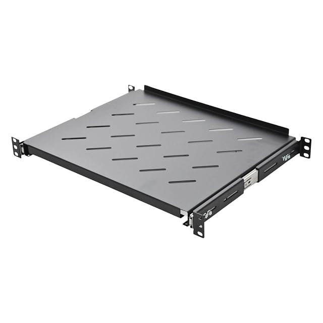 Koscom Connect black perforated 19-inch 1U pull-out rack shelf