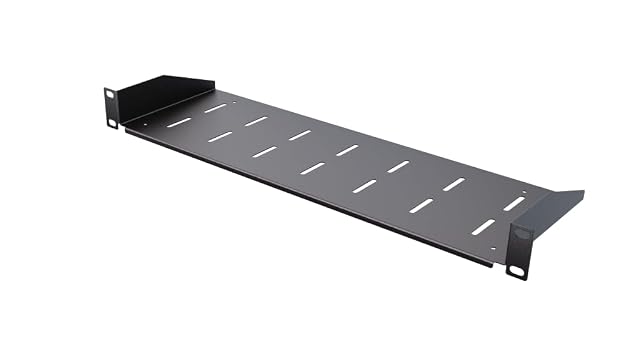 Stalflex black perforated 19-inch 1U rack shelf