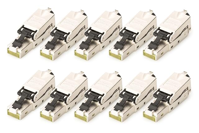 DIGITUS Cat 6A shielded field-terminated RJ45 plug in nickel-plated zinc