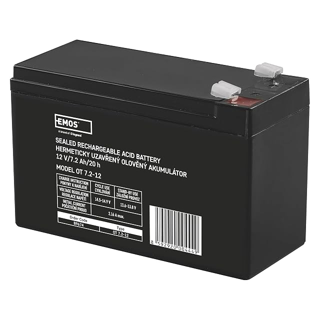 EMOS B9674 sealed lead-acid AGM battery of 12 V and 7.2 Ah with Faston terminals