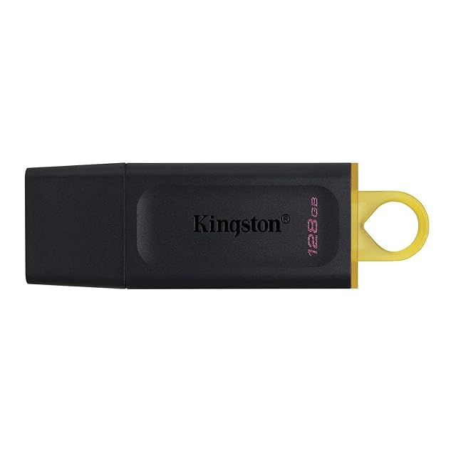 Kingston DataTraveler Exodia 128 GB flash drive with a protective cap and a large keyring loop
