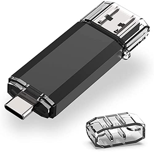 RAOYI black dual-interface 128 GB flash drive with a USB Type-A plug at one end and a Type-C plug at the other