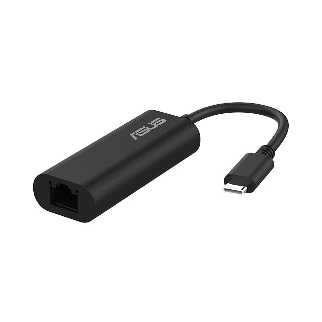 ASUS USB-C2500 V2 USB-C to 2.5G Ethernet adapter with an RJ45 socket