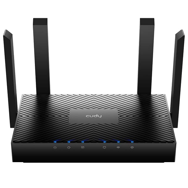 Cudy WR3000 white router with four external antennas raised